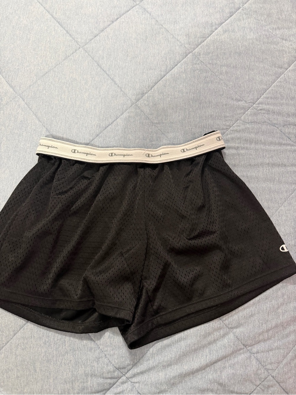 Champion Black Mesh Women’s Athletic Shorts with Logo Waistband